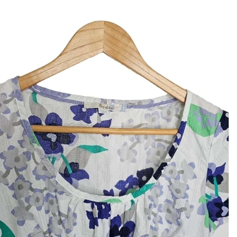 Boden dress floral short sleeve white empire waist midi 8P